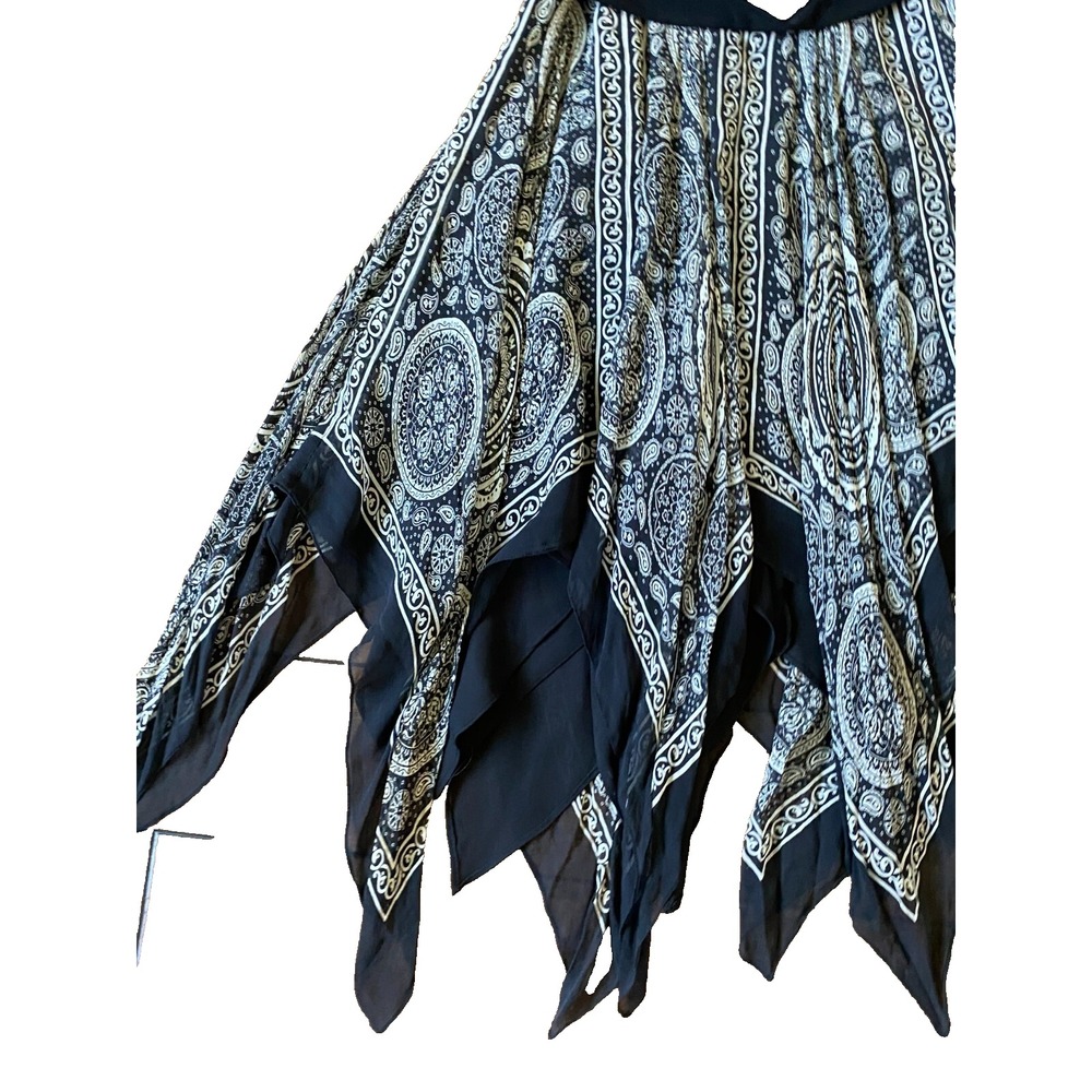 Suzi Chin Black Witchy Fairycore Dress Whimsical Asymmetrical Silk Y2K‎ Sz 4P - Picture 2 of 13
